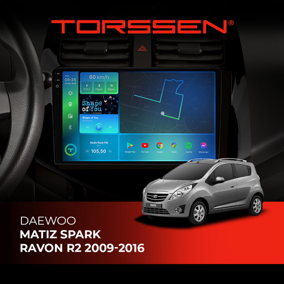 Штатна магнітола Torssen 2K Chevrolet Matiz / Spark / Ravon R2 2009-2016 F98256 4G Carplay DSP