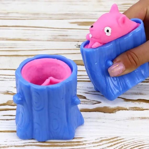 Іграшка антистрес Pop It Фуфлік - білка, що вистрибує, Фіолетова