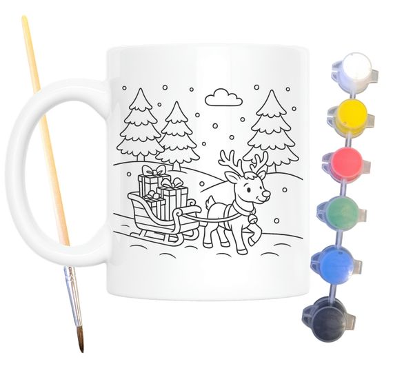 Набор для творчества кружка раскраска Новогодняя 330 мл белая (КР0143) | Зображення 1
