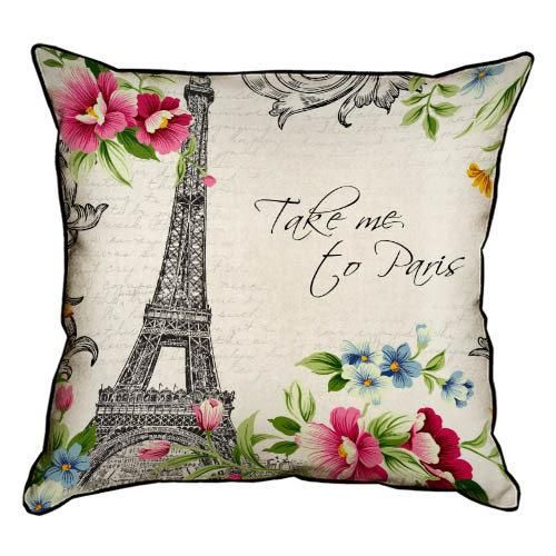 Подушка с мешковины Take me to Paris 45x45 см (45PHB_14M042)
