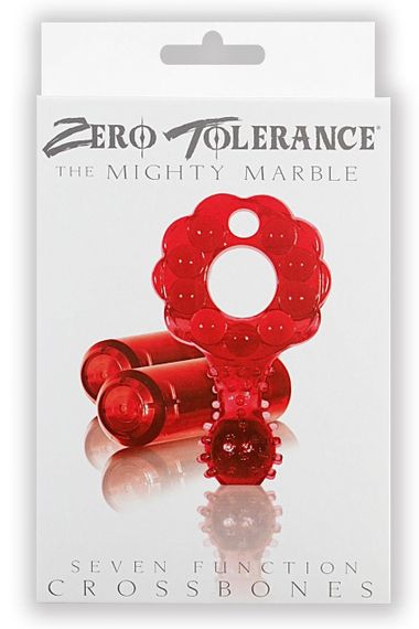 Эррекционное кольцо с двумя вибропулями Zero Tolerance The Mighty Marble красное, 8 см sexstyle | Зображення 1