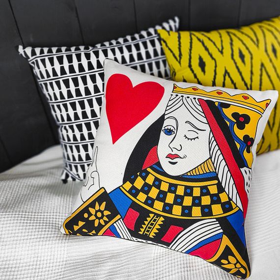Подушка з мішковини Queen of my heart 45x45 см (45PHB_21L007)