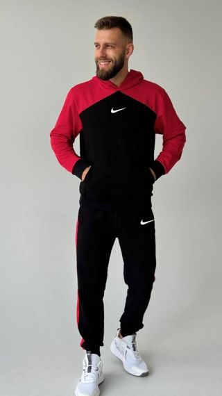 Чоловічий спортивний костюм Nike чорний  з червоними вставками | Зображення 1