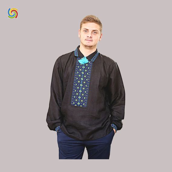 Рубашка Украинская вышиванка 21457 цвет чёрный размер L/XL