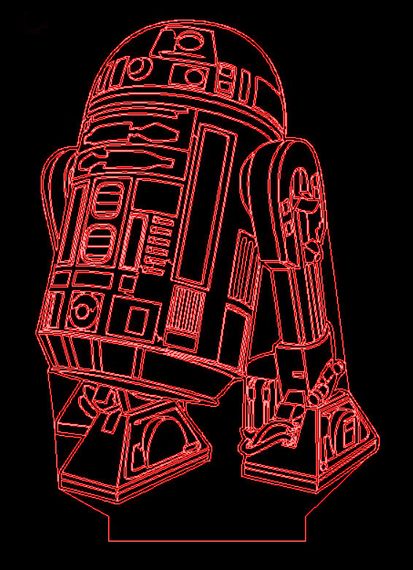 Акриловий світильник-нічник Зоряні війни R2-D2 червоний tty-n000715