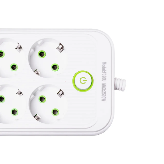 Мережевий фільтр 4.7 м подовжувач на 8 розеток з 3 USB 1 Type-C та кнопкою відключення F20U Чорний HP-5-29 | Зображення 3