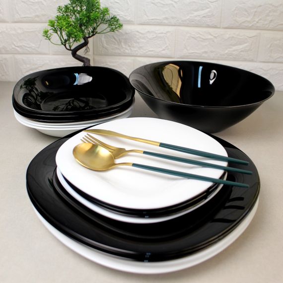 Столовий сервіз Luminarc Carine Black/White N1491, 19 предметів, на 6 персон | Зображення 3