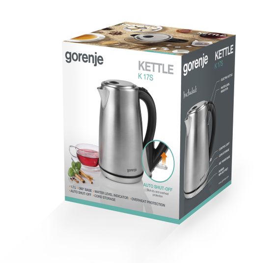 Электрочайник Gorenje K17S  нержав. сталь (K17S) | Зображення 3