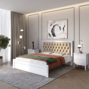 Односпальне дерев'яне ліжко Mebigrand Торонто Т3 Сіро-блакитний (S2010R80B)/Аляска 23 (бежевий) 80х190 см (MBG-7486)