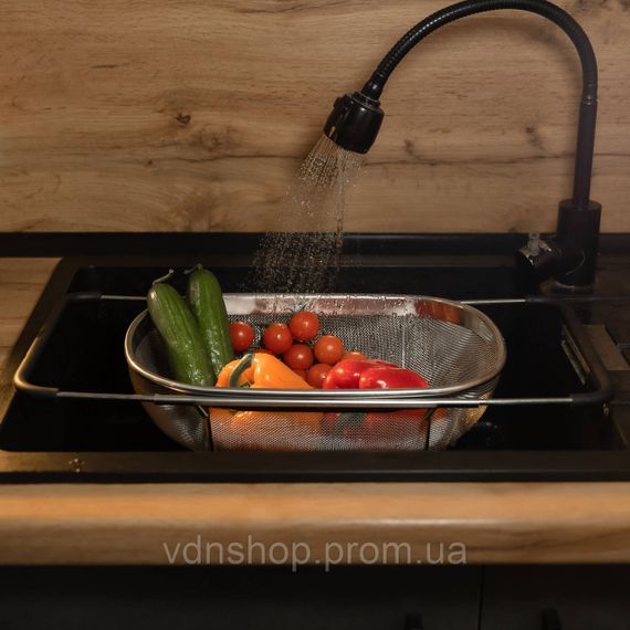 Друшляк сито на раковину для миття овочів та фруктів 36х25х10.5 см з нержавіючої сталі HP-19-18-L | Зображення 7