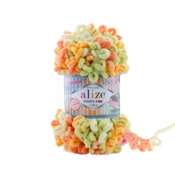 Пряжа Alize Puffy FINE Color 6313 фантазійна нитка плюшева