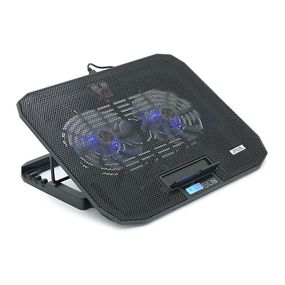 Підставка під ноутбук IceCoorel N106L, 10-18", 2*125mm 1400±10% RPM, корпус пластик+алюміній, 2xUSB 2.0+LCD, 362x260x30 mm, Black,