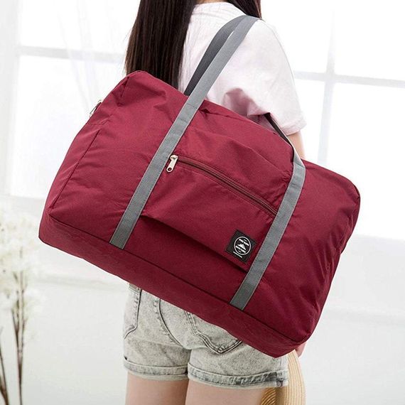 Складна дорожня сумка з кріпленням на валізу (48х32х16см), XL-676, Бордовий / Водонепроникна сумка для подорожей | Зображення 4