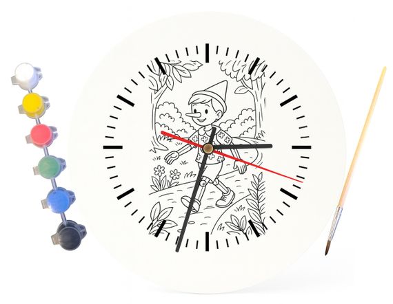 Детский набор для творчества часы-раскраска Приключения Пиноккио (по мотивам романа Карло Коллоди) 30 см (Г0011) | Зображення 2