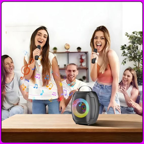 Портативна Bluetooth колонка 4" з двома бездротовими мікрофонами ZQS-W4107 8W | Зображення 8