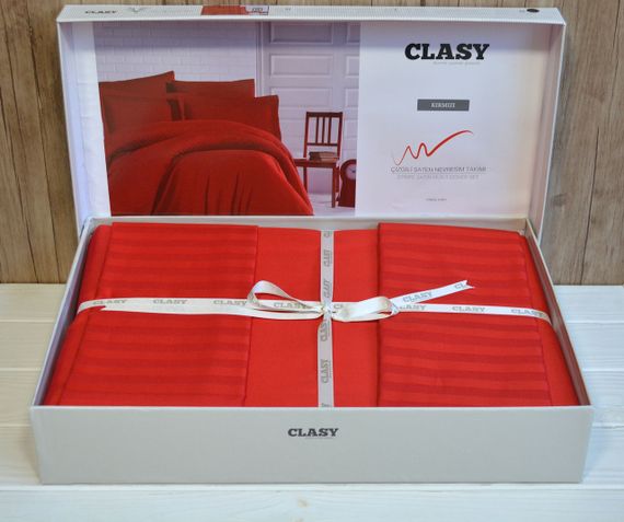 Постільна білизна Clasy Stripe Satin 200х220 Kirmizi | Зображення 1