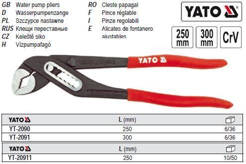 Клещи кліщі переставні ізольовані ручки l=250 мм CrV YATO Польща YT-20911