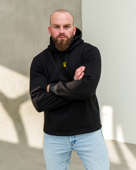 Худі Тризуб Фліс Вишивка чорний S M | Зображення 4