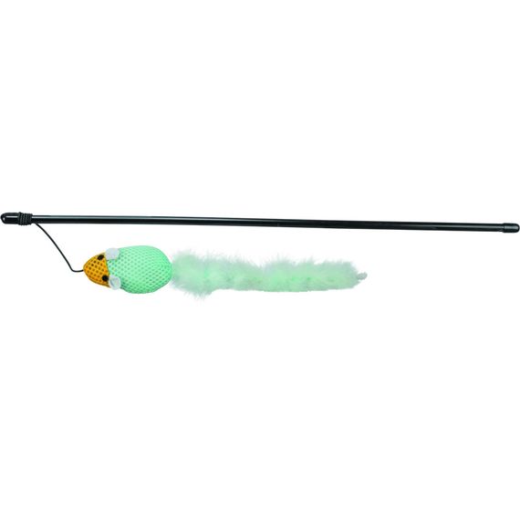 Іграшка Trixie для котів Вудочка з пташкою та пір_ями плюш/пластик 50 см | Зображення 1