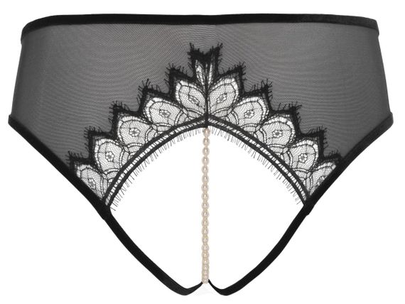 Трусики з розрізом та перлами Bracli Kyoto Brief Чорні M | Зображення 1
