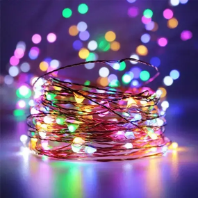 Гирлянда нить Роса от USB, 50м, 500LED  МУЛЬТИК / Светодиодная новогодняя гирлянда