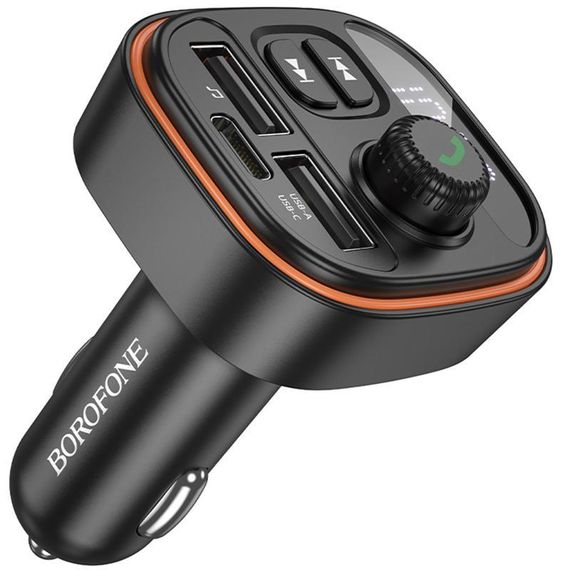АЗУ FM модулятор Borofone BC59 Heroic 15W (2USB-A/1C) Black