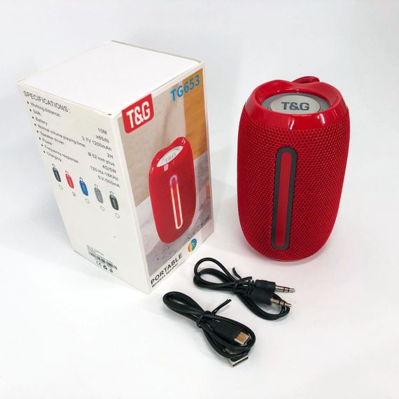 Портативна Bluetooth-колонка TG653 USB з ремінцем, потужна переносна акустична колонка. Колір: червоний | Зображення 8