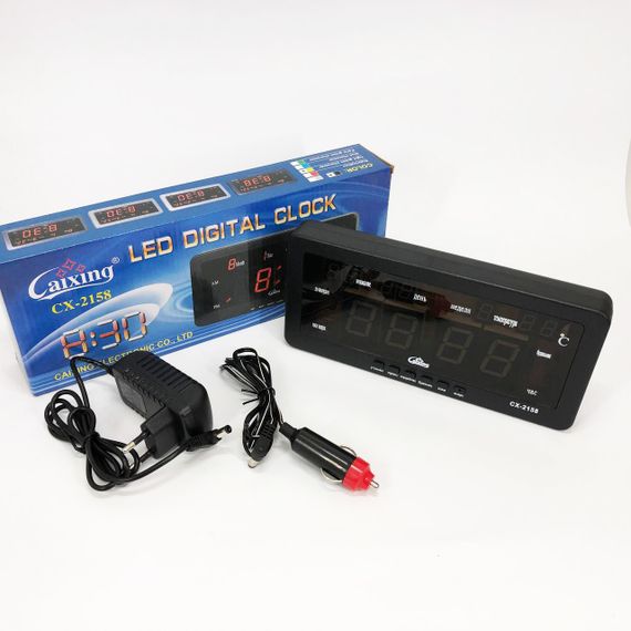 Годинник настільний Caixing CX-2158 із зеленим підсвічуванням, Електронний настільний годинник digital світиться | Зображення 2