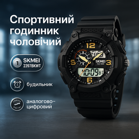 Військовий годинник для ВСУ SKMEI 2397BKWT, Кращий військовий годинник спортивний армійський QW-82