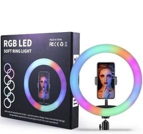 Лед-лампа кільцева для студійного освітлення Ring RGB MJ 26 26см з пультом і штативом для фото і відео