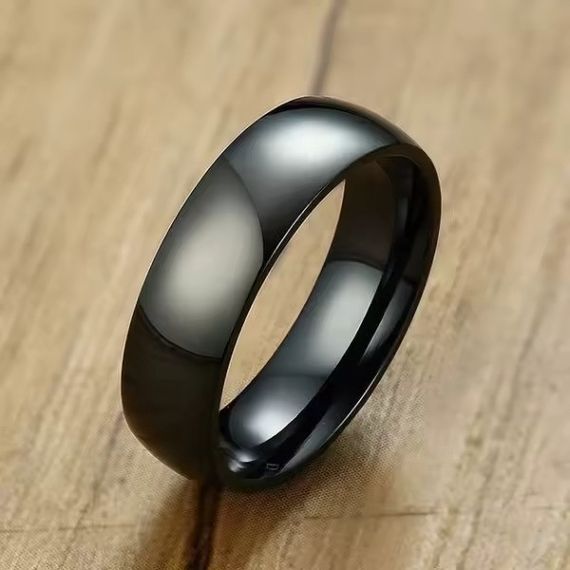 Классическое обручальное кольцо титановая сталь Liresmina Jewelry 4мм черное размер 15.5 | Зображення 1