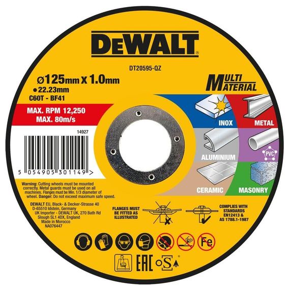 Коло відрізне MULTI-MATERIAL 125х1,0х22,23 мм DeWALT DT20595