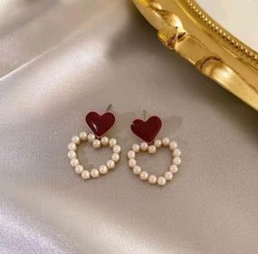 Сережки з сердечками, сережки з серденьками, сережки сердечки, сережки сердечко, сережки серце, сережки з перлинками