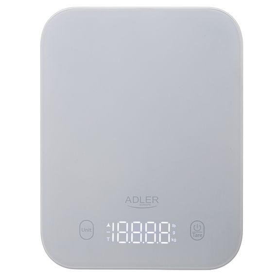 Ваги кухонні електронні Adler AD 3181 сірі до 10 кг зі скляною платформою