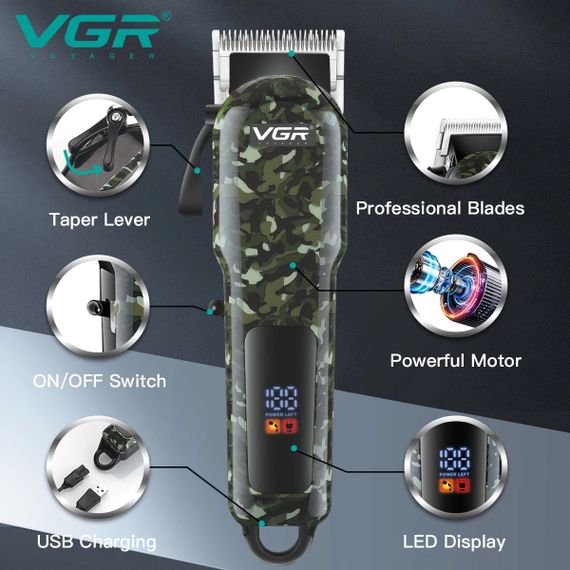 Машинка-тример VGR V-665 бездротова, титанові леза, XPRO (44240-V-665_521) | Зображення 3
