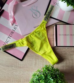 Женские кружевные стринги Виктория Сикрет со стразами, бикини стринги Victoria`s Secret, премиум качество
