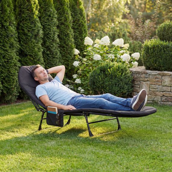 Шезлонг-кровать туристический Outtec Sun Zen раскладной мягкий с матрасом черный | Зображення 4