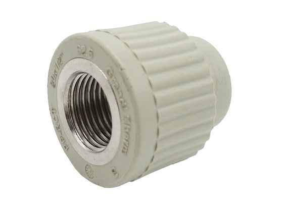 Муфта комбінована з внутрішньою різьбою PPR Ø32x3/4" сірий колір Grandi 50 шт | Зображення 1