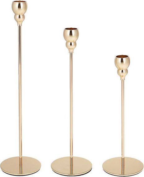 Набір 3 декоративних свічника "Nottingham" 23см/28см/33см, сталеві, золотого кольору