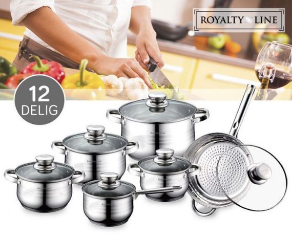Набор кастрюль с крышками и сковородой Royalty Line RL-1231 набор кухонный 12 предметов посуда для кухни | Зображення 1