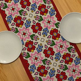 Доріжка на стіл Український квітковий орнамент 150x40 см (DR__22U008)