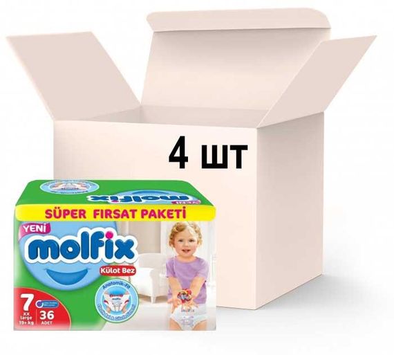 Упаковка підгузків-трусиками для дітей Molfix Jumbo 7 xxlarge 19+кг 4 пачки х 36 шт | Зображення 1