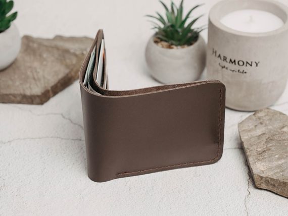 Шкіряний біфолд Skin and Skin Slim 11.5х9 см Коричневий (SW03BR) | Зображення 6
