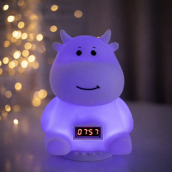 Дитячий акумуляторний нічник "Коровка" з м'яким LED-світлом, RGB-підсвіткою, вбудованою Bluetooth-колонкою й електронним годинником | Зображення 2