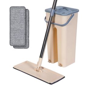 Швабра и ведро с автоматическим отжимом 8л, Scratch Anet, Бежевый / Комплект для уборки / Швабра-лентяйка