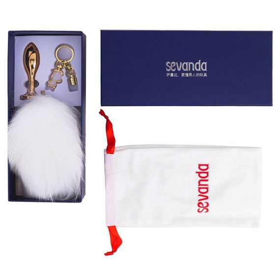 Металлическая анальная пробка Кроличий хвост LOCKINK SEVANDA White Bunny-Tail Anal Rose-shape Plug sexstyle | Зображення 14