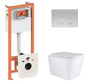 Набір Qtap Nest 4 в 1 підвісний унітаз Tern Ultra Quiet 525x345x360 + комплект інсталяції QT17332303AW47509