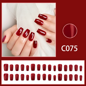 Накладные ногти с клеем C075 Красный 24 шт (A9503)