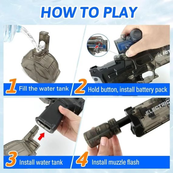 Водяной пистолет Электрическая/цветная подсветка, обойма 500мл, водный пистолет с подсветкой | Зображення 3