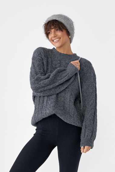 Вовняний джемпер вільного крою - темно-сірий цвет, ONE SIZE (є розміри) | Зображення 2